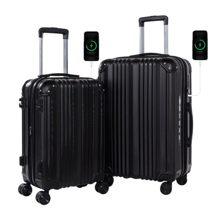 20/24 Inch Hardshell Carry-On Luggage Set with 360° Silent Spinner Wheels - 2 Piece