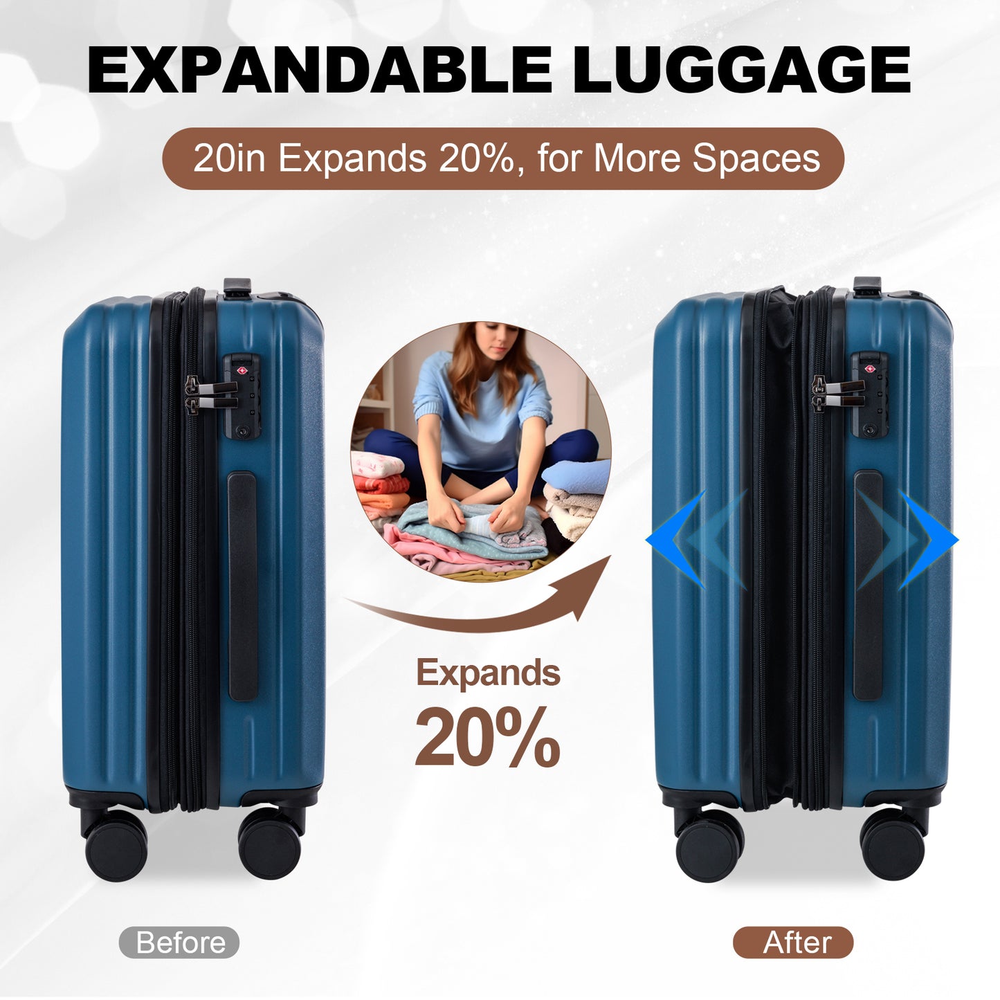 20-Inch  TSA Approved Hardshell Carry On Luggage with 360° Silent Spinner Wheels