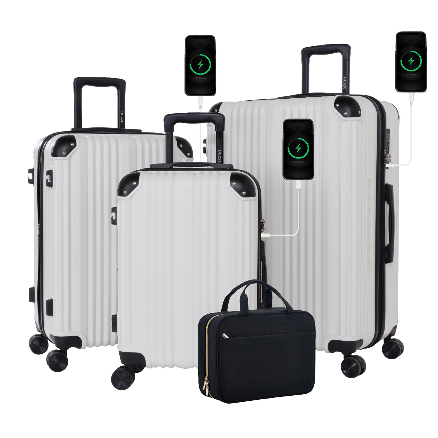 3 Piece Hard Sided Luggage Set with 360° Silent Spinner Wheels-20/24/28 Inches