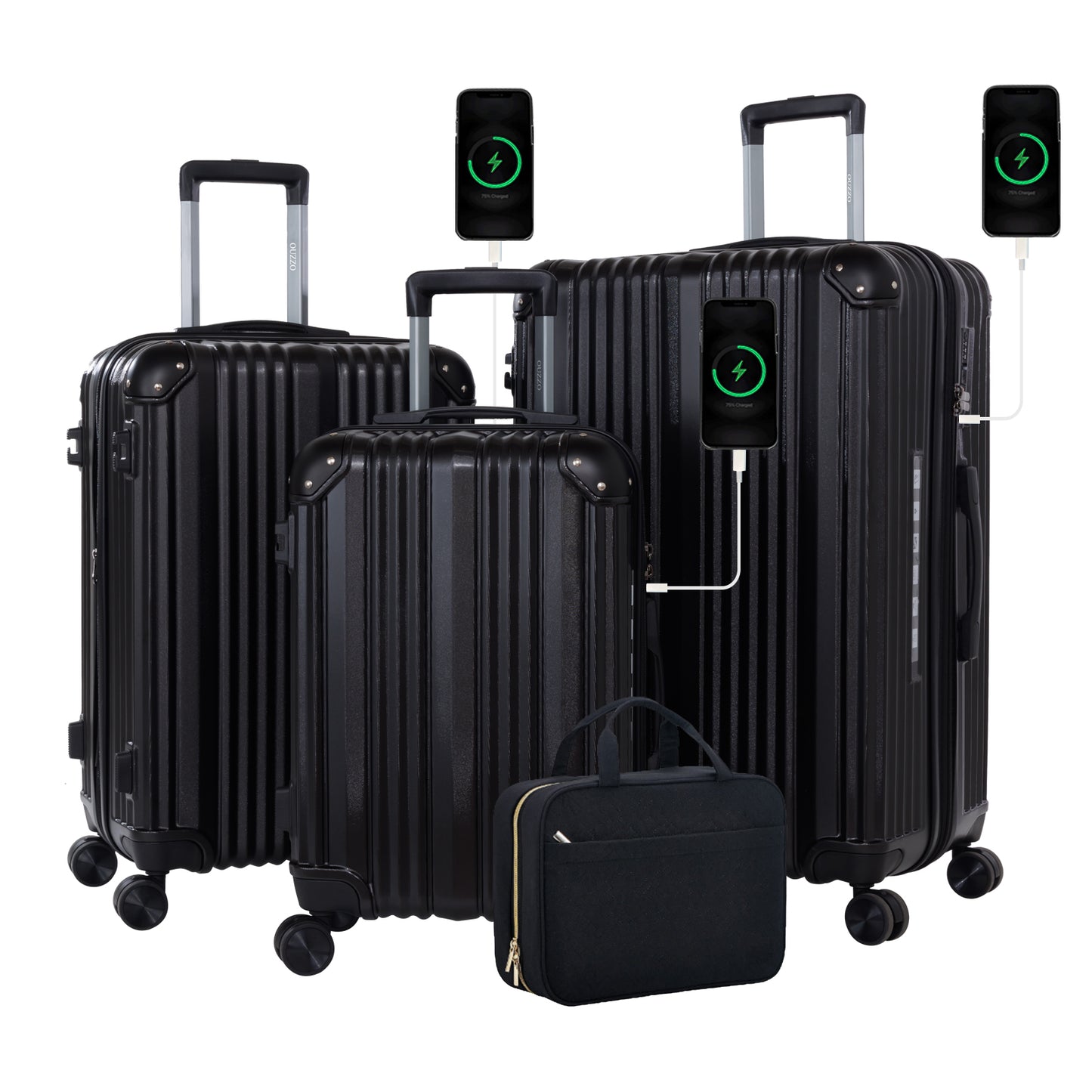 3 Piece Hard Sided Luggage Set with 360° Silent Spinner Wheels-20/24/28 Inches