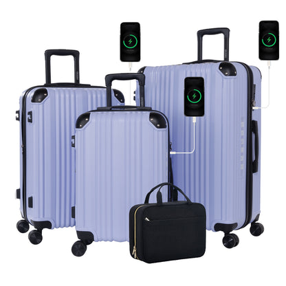 3 Piece Hard Sided Luggage Set with 360° Silent Spinner Wheels-20/24/28 Inches