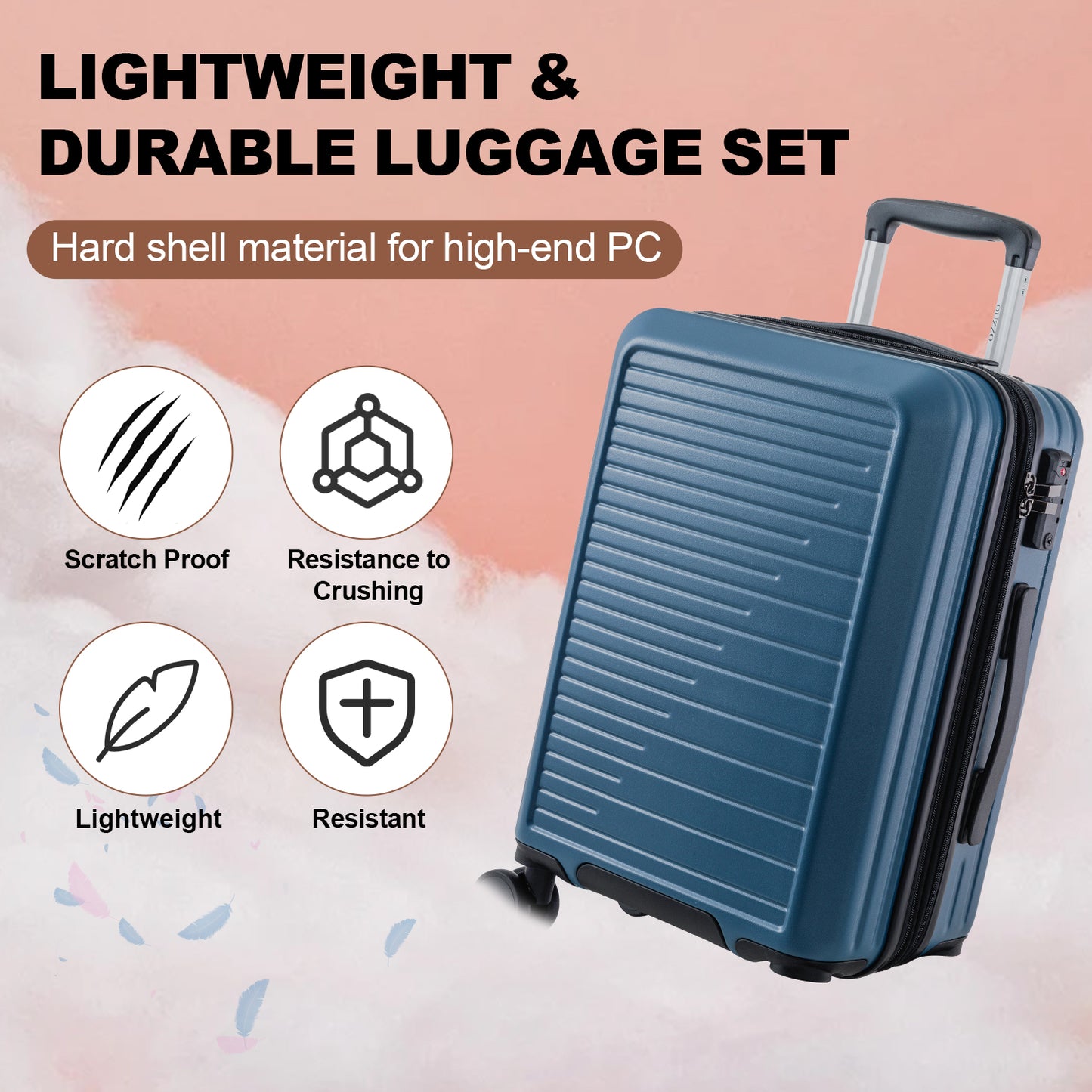 3 Piece Hardshell Luggage Set with TSA Lock-20/24/28 Inches