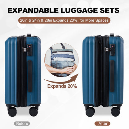 3 Piece Hardshell Luggage Set with TSA Lock-20/24/28 Inches