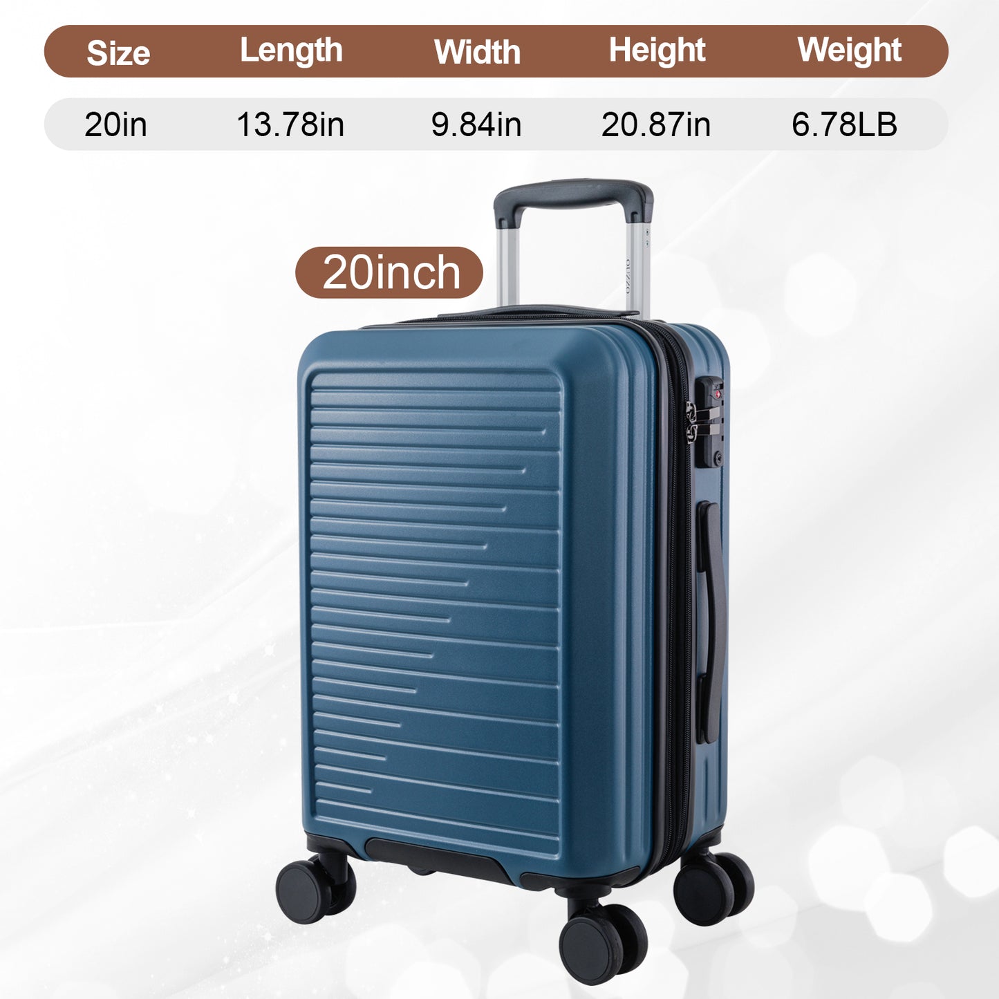 20-Inch  TSA Approved Hardshell Carry On Luggage with 360° Silent Spinner Wheels