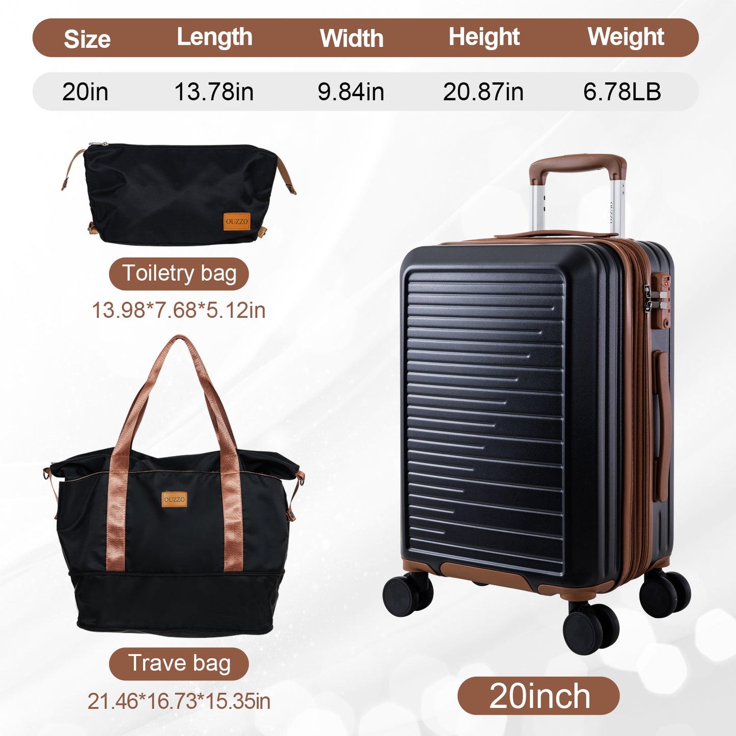 20-Inch  TSA Approved Hardshell Carry On Luggage with 360° Silent Spinner Wheels