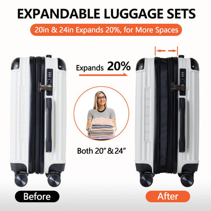 20/24 Inch Hardshell Carry-On Luggage Set with 360° Silent Spinner Wheels - 2 Piece