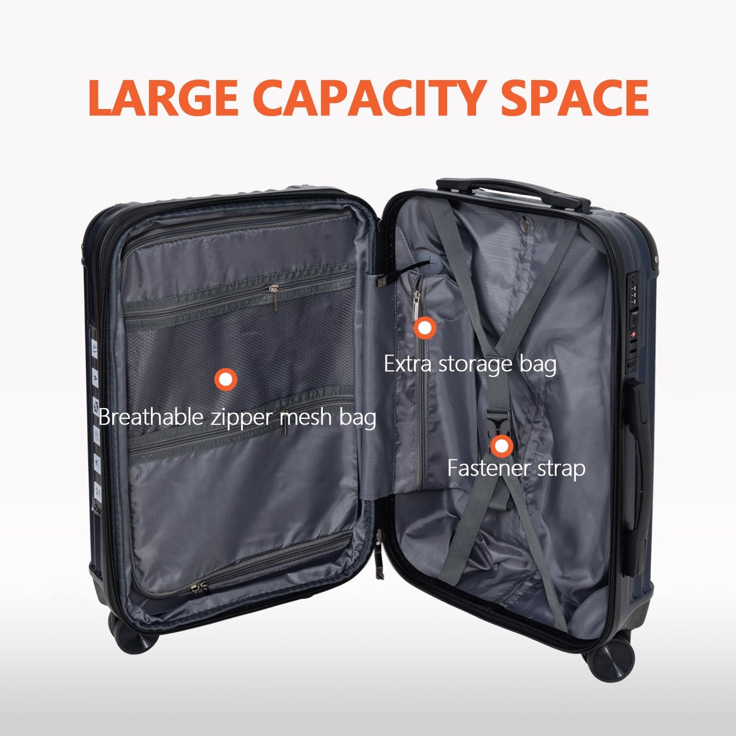 24-inch Hardshell Carry-On Luggage with TSA-Approved Locks