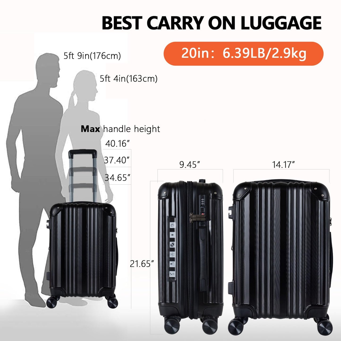 Hardshell Carry-On Luggage with TSA Lock