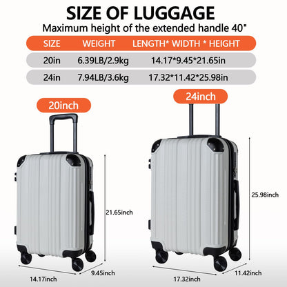 20/24 Inch Hardshell Carry-On Luggage Set with 360° Silent Spinner Wheels - 2 Piece