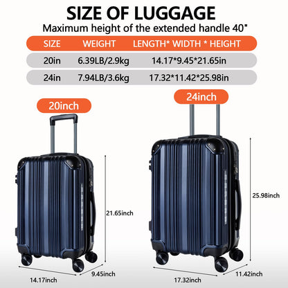 20/24 Inch Hardshell Carry-On Luggage Set with 360° Silent Spinner Wheels - 2 Piece