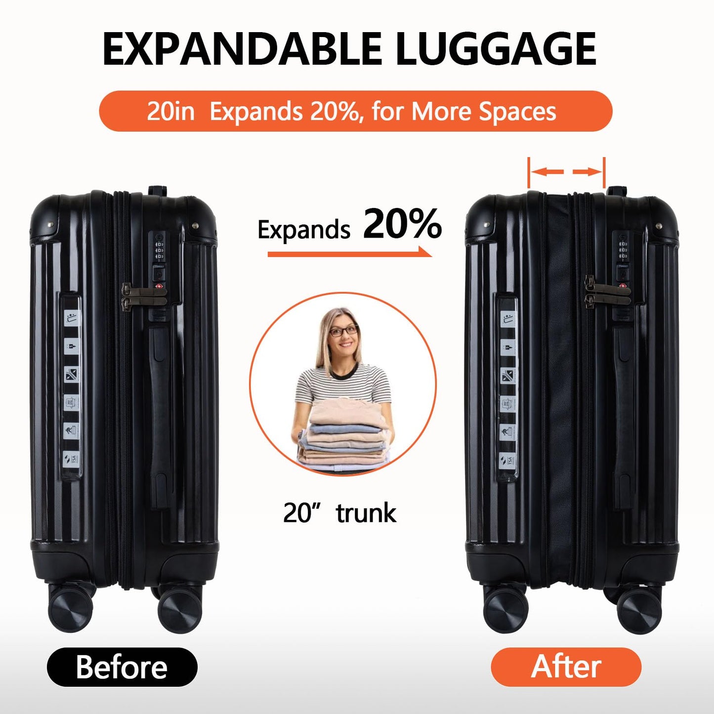 Hardshell Carry-On Luggage with TSA Lock