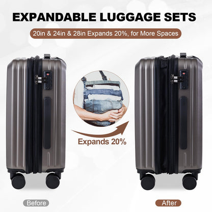 3 Piece Hardshell Luggage Set with TSA Lock-20/24/28 Inches