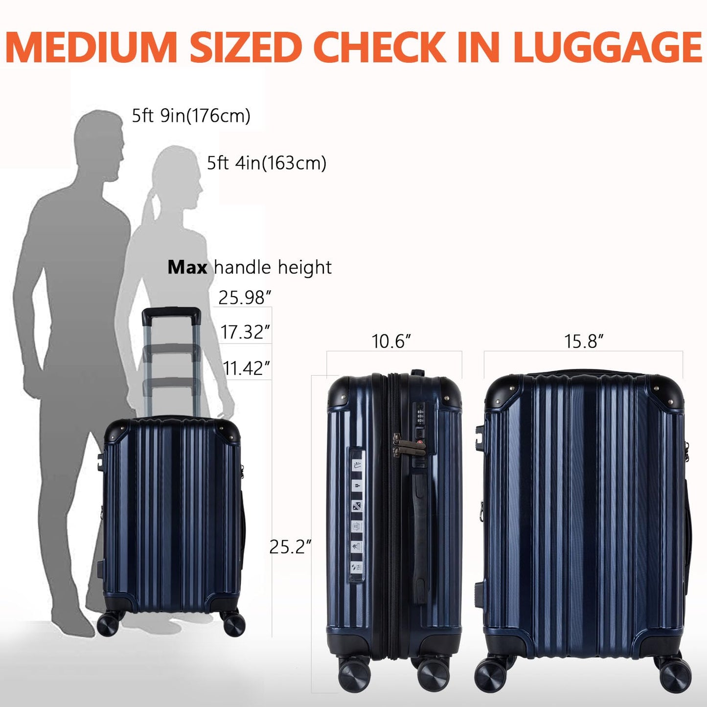 24-inch Hardshell Carry-On Luggage with TSA-Approved Locks