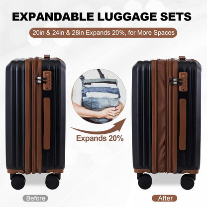 3 Piece Hardshell Luggage Set with TSA Lock-20/24/28 Inches