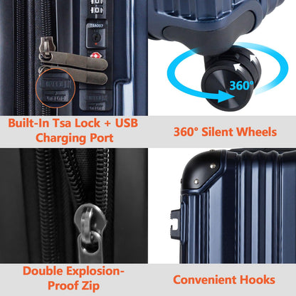 20/24 Inch Hardshell Carry-On Luggage Set with 360° Silent Spinner Wheels - 2 Piece